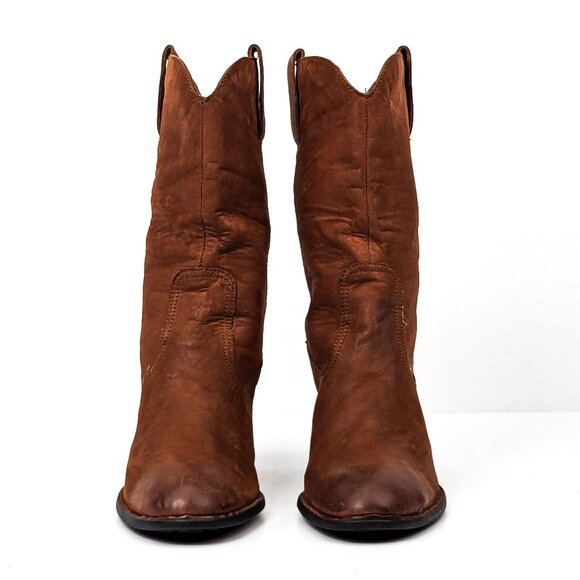 Born Women Crown Brown Leather Western Cowboy Heel Boots size 10 - Picture 2 of 7